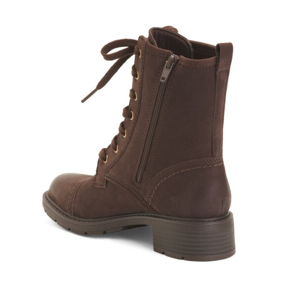 CLARKS Dark Brown Nubuck Leather Hearth Maye Comfort Booties - Picture 2 of 2